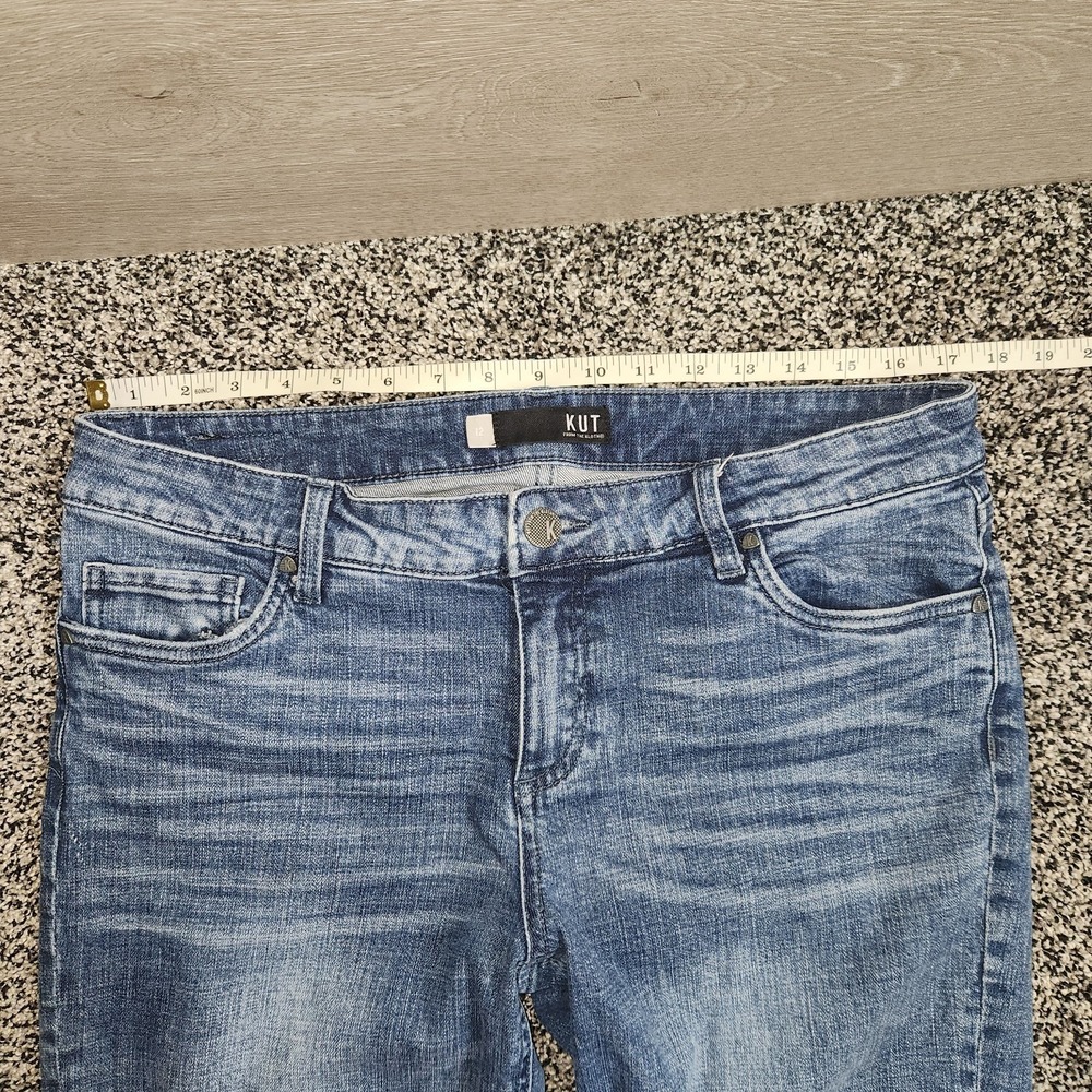 kut from the kloth catherine boyfriend Cropped Ankle Rolled Hem Jeans Women's 12 - Picture 2 of 6